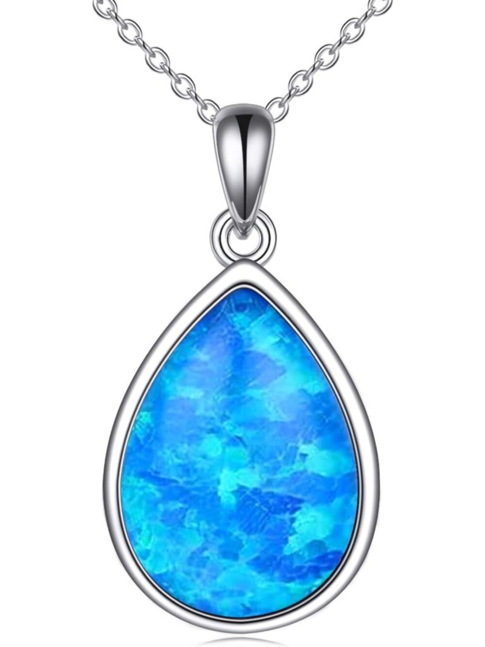 Colorful Gemstone Teardrop Necklace for Women - 925 Sterling Silver Pendant